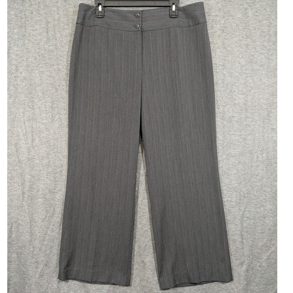 Jones New York Stretch Dark Gray Striped Business Work Office Pants Size 14